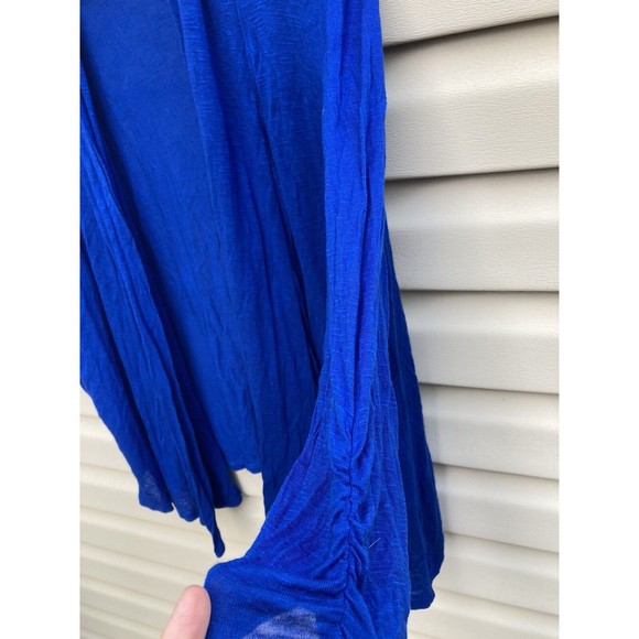 Royal Blue Cardigan Womens Large Open Front 3/4 Sleeve Rayon Lightweight - Picture 3 of 5